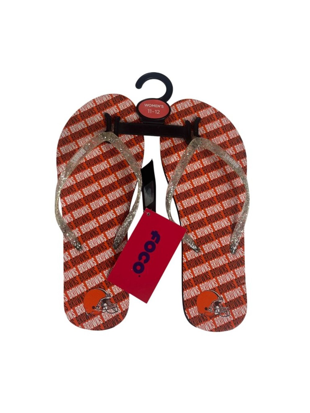 Cleveland Brownsâ Flip Flops NFL Orange Size XL 11-12 New FOCO Fanwear
